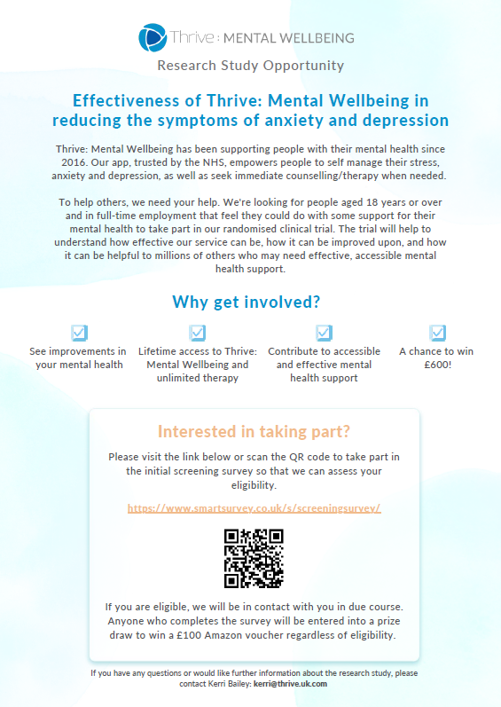 KerriMBailey's tweet photo. @ThriveAppsUK have been asking people to open up about their mental health journey to encourage others to seek help with #IGetHelp. If you would like to seek help, you could see if you are eligible to take part in our research study here: https://t.co/HBpqPJHSE8 1/2 https://t.co/BaBP82GkMH