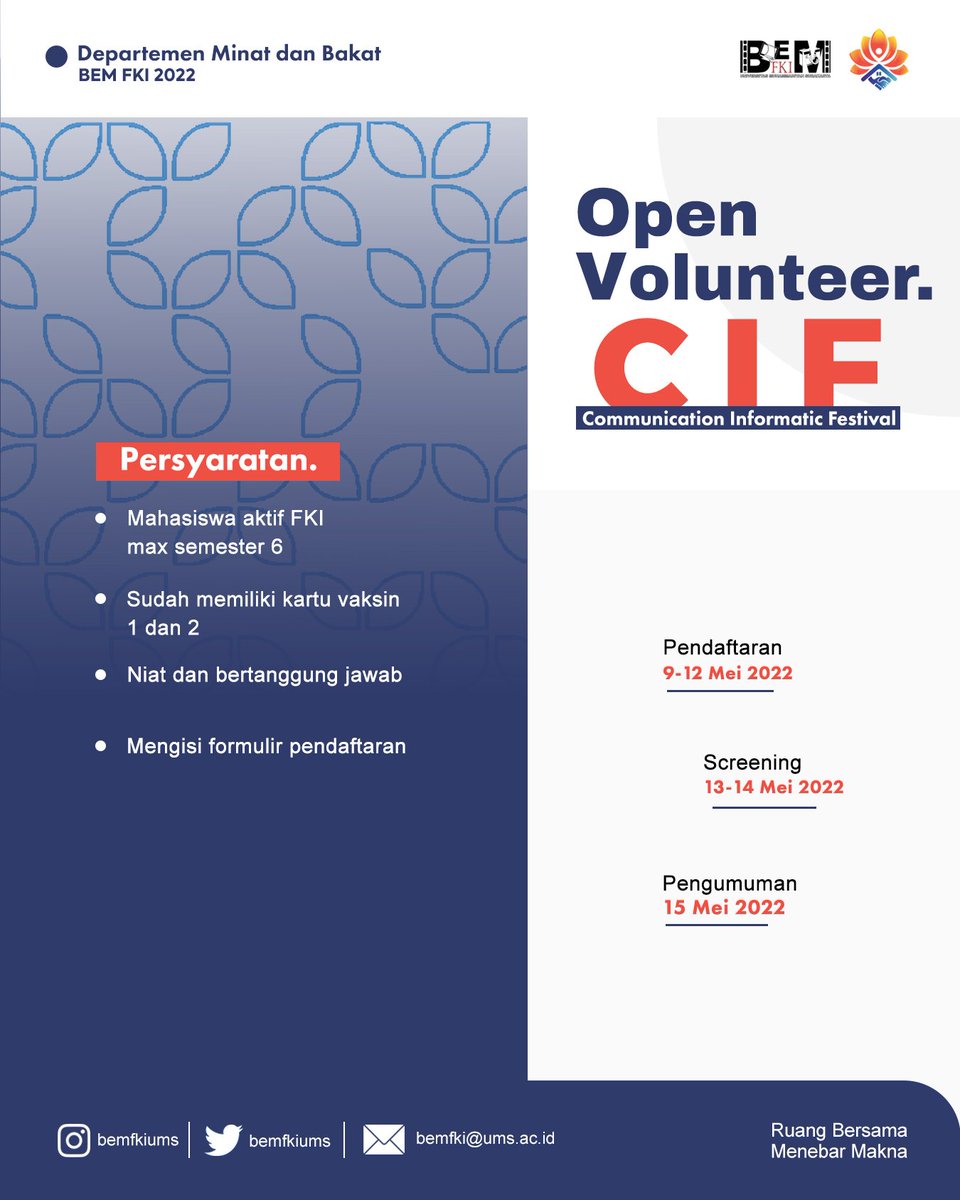 [OPEN RECRUITMEN VOLUNTEER CIF 2022]