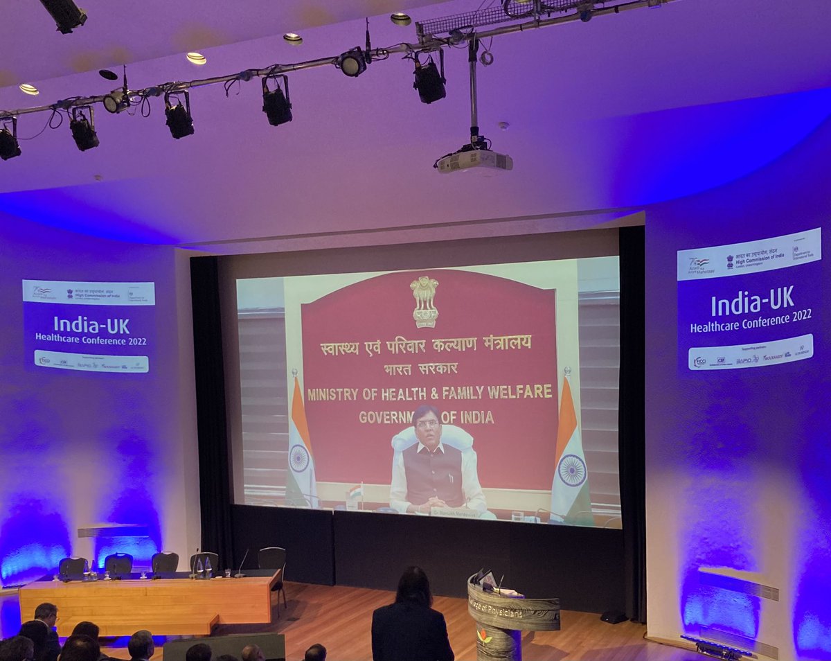 Megmelder's tweet photo. Technology breaking down barriers. @mansukhmandviya Honourable Minister @MoHFW_INDIA addressing the #indiaukhealthcareconference in #London organised by @IndiainUK and @tradegovuk https://t.co/sHjzuh6jVx