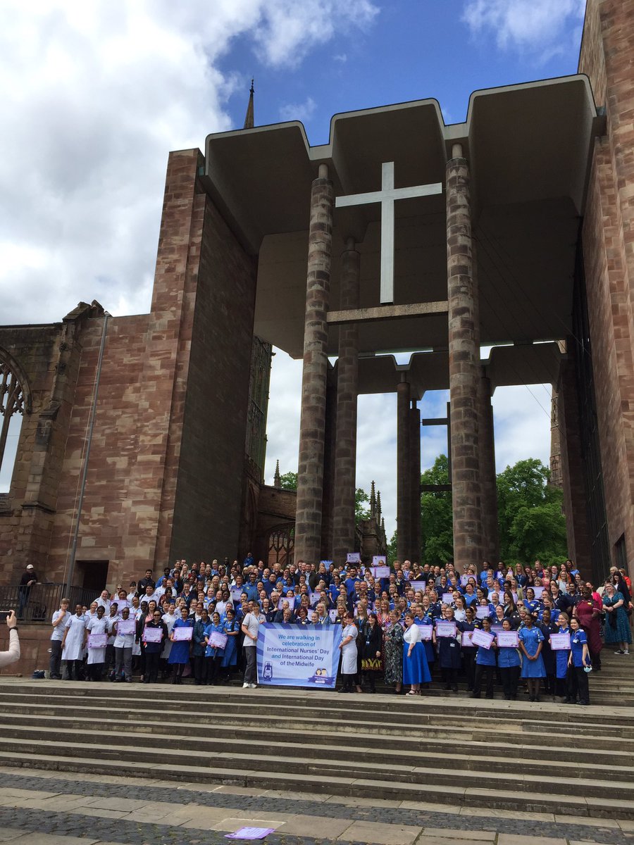 Nurses from across Cov &amp; Warwickshire gathering on Cathedral steps to start the procession #IND2022 #CWIND2022