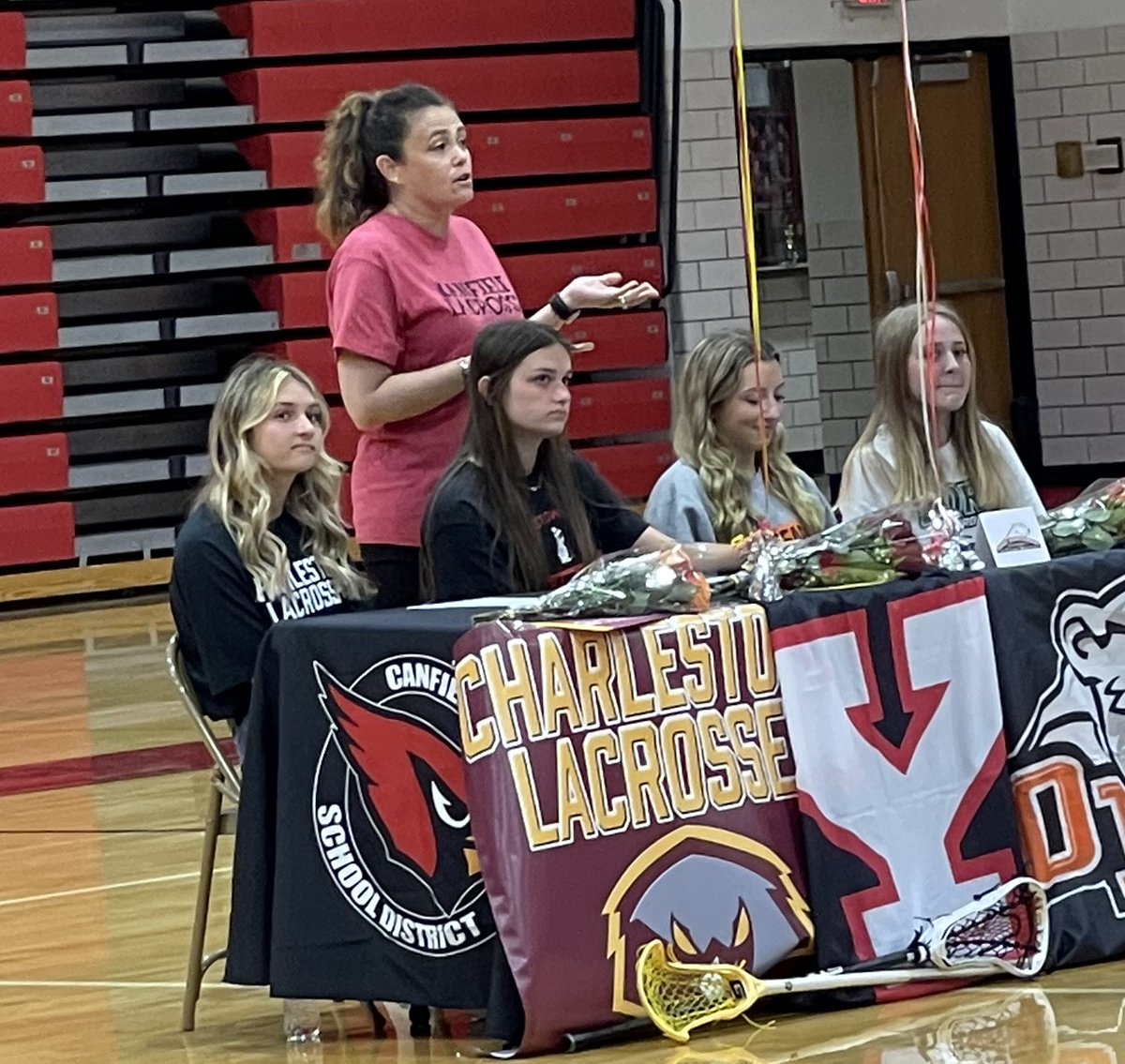 austin_malutic's tweet photo. Canfield lacrosse standouts with their signing day.  

Ally Wilson - University of Charleston 

Emily Wilson - YSU 

Lily Ann LaComb - York University. 

Elena Martin - Ohio Northern University. @Malutic_Live @emilywilson1020 @allywilson_20 https://t.co/ZgMVYJbVjg