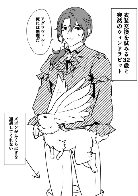 衣装交換をする32歳と突然のウィンドラビット。 