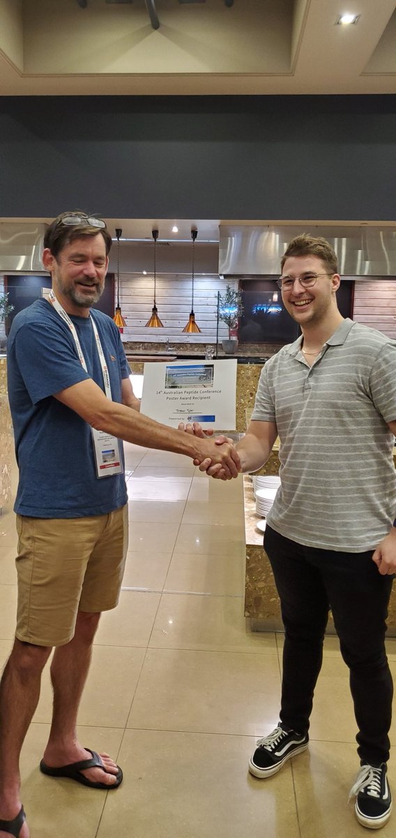 The Australian Peptide Conference sponsored poster prize winner 

Tristan Tyler

Enhanced asparaginyl endopeptidase peptide and protein labelling via selective nucleophile quenching