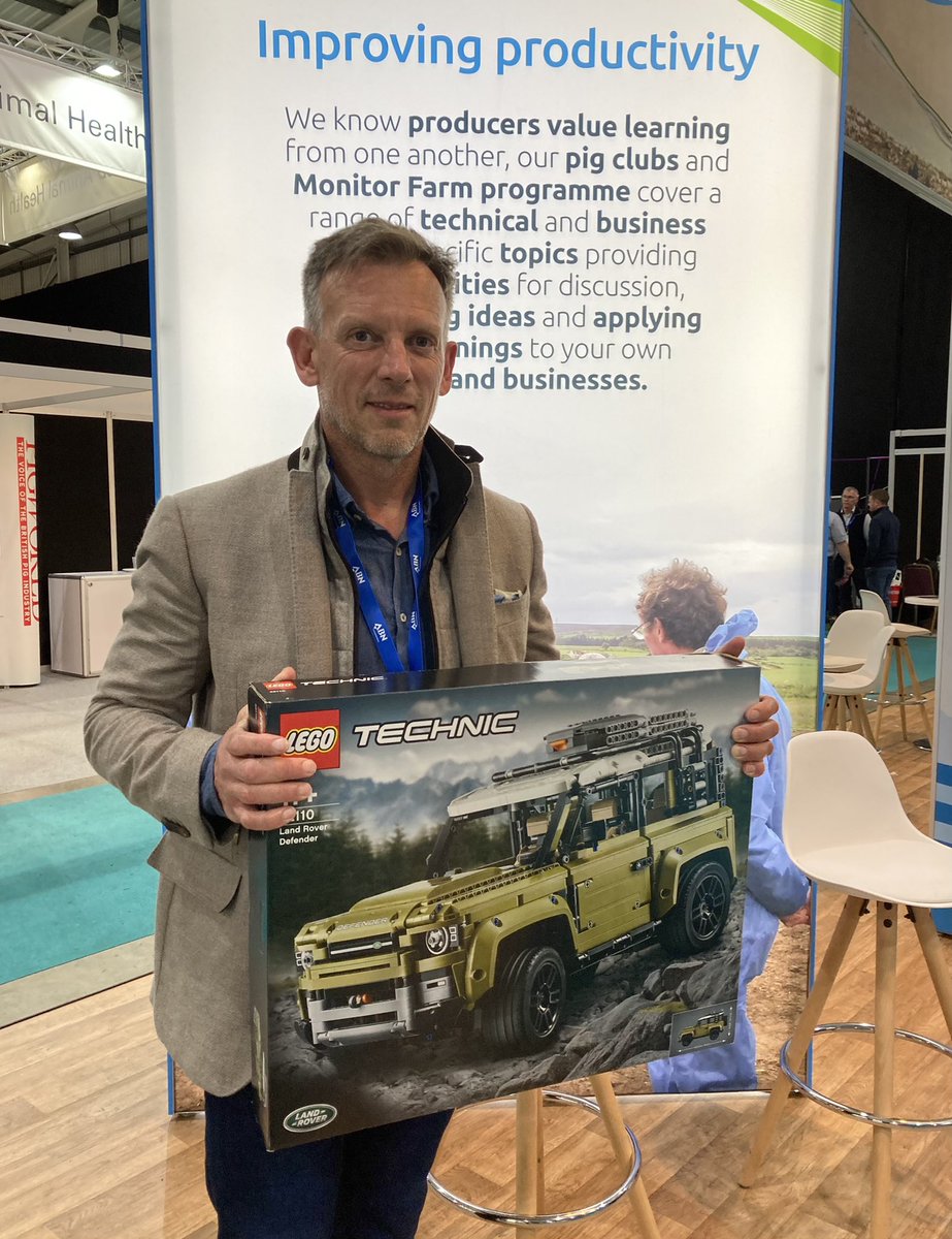 The winner of the Lego challenge @PigPoultry fair is Tom Wood with a time of 39 seconds. Neil Fedden <a href="/ltd_usp/">Fedden Usp ltd</a> will be in touch to arrange delivery of your prize - pictured here.