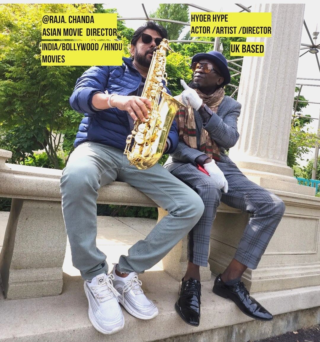 hyperhype1's tweet image. Had so much fun first time @starring in #Bollywood #movie. Here on break with most accomplished loved movie #director with over 104 movies in his belt. 
@Rajachanda direct from #India most loved #directors  also starring #hyperhype  as Lazarus the #Saxophonephonist