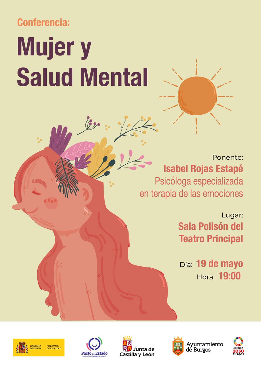 Aytoburgos's tweet image. La psicóloga Isabel Rojas Estapé, experta en terapia de las emociones, imparte la charla 'Mujer y Salud Mental'🧘‍♀️♀️ con motivo del Día Internacional de Acción por la Salud de las Mujeres. 

📅Jueves 19
🕘19h. 
📌Sala Polisón del Teatro Principal

➕info👉aytoburgos.es/servicios-soci…
