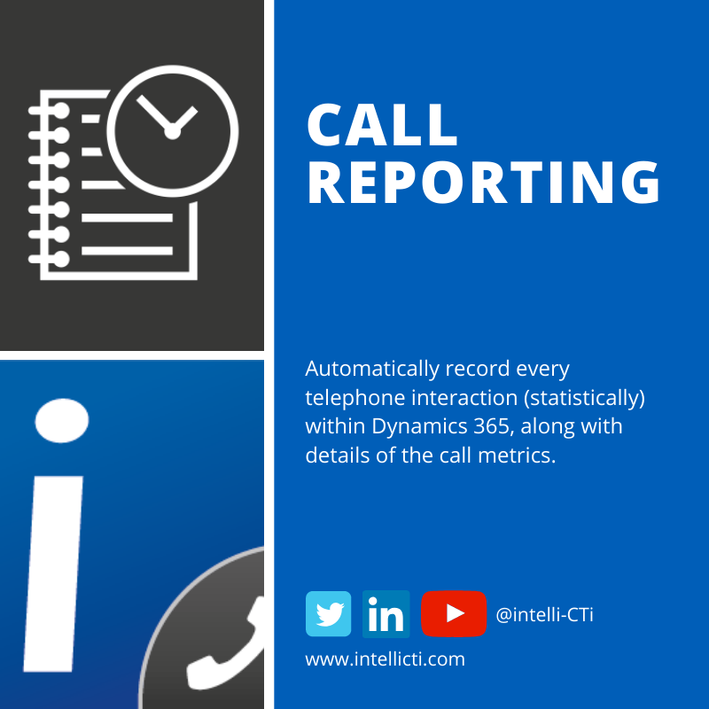 intelliCTi's tweet photo. With @intelliCTi #CallReporting you have full visibility of the Telephony engagement you make with your customers, with #BusinessIntelligence ( #BI ) reporting and analysis gained from the richness of #telephony information held within your #CRM 📞
#CTI #Dynamics365 #InforCRM https://t.co/W5ixNBF1Ti