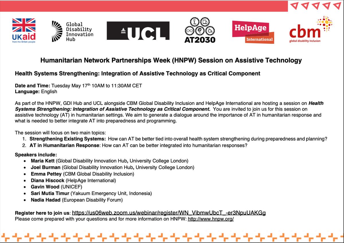 UCL International Disability Research Centre (@uclidrc) on Twitter photo ๐ข Great session organised for the Humanitarian Network Partnerships Week, next Tuesday 17th May at 10am, London time. Check it out! <a href="/GDIHub/">Global Disability Innovation Hub ๐</a> <a href="/UKaid/">UK aid</a> <a href="/AssistTech2030/">AT2030 ๐</a> <a href="/HelpAge/">HelpAge International</a> <a href="/CBMuk/">CBM UK</a> #assistivetechnology #healthsystems #humanitarianresponse ๐ข Great session organised for the Humanitarian Network Partnerships Week, next Tuesday 17th May at 10am, London time. Check it out! <a href="/GDIHub/">Global Disability Innovation Hub ๐</a> <a href="/UKaid/">UK aid</a> <a href="/AssistTech2030/">AT2030 ๐</a> <a href="/HelpAge/">HelpAge International</a> <a href="/CBMuk/">CBM UK</a> #assistivetechnology #healthsystems #humanitarianresponse