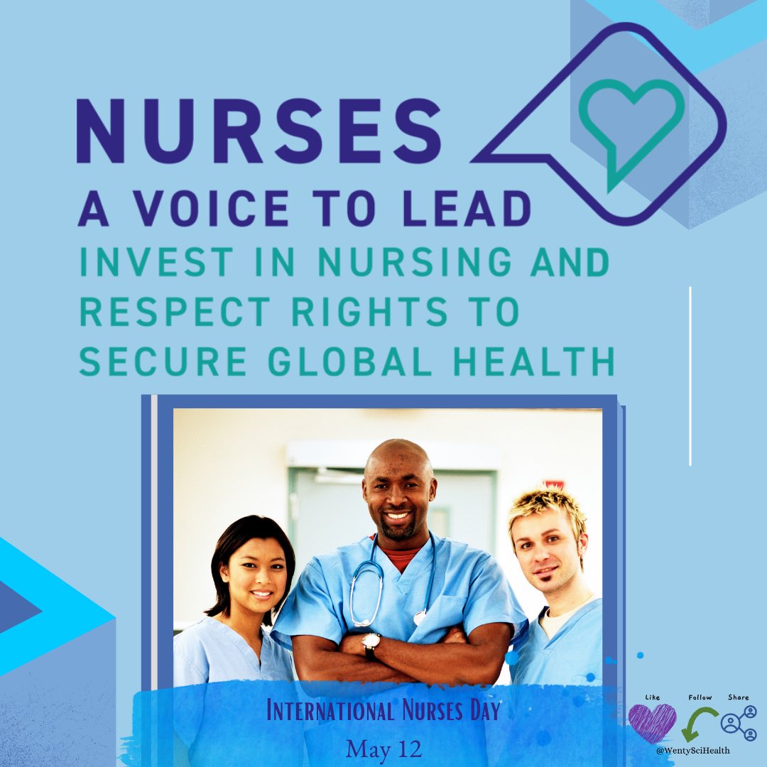 WentySciHealth's tweet photo. Happy International Nurses Day! This year's theme centers around focusing on the need to protect, support and invest in the nursing profession to strengthen health systems around the world.
#IND2022 #Nurses2022 #VoiceToLead #WentySciHealth #huganurse https://t.co/Y30I0JW7zd