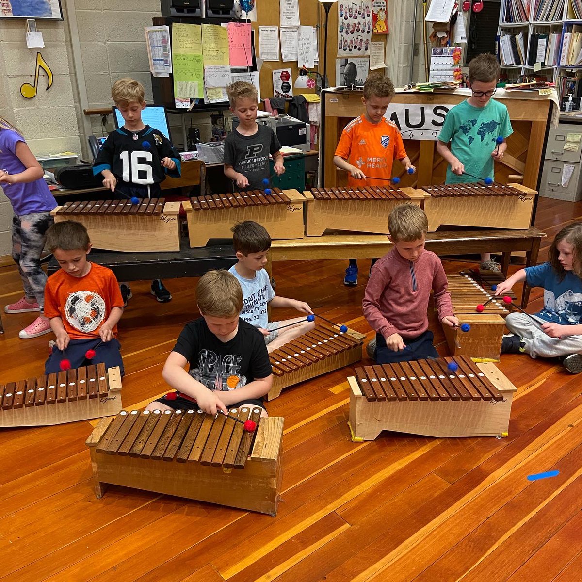 IHPrimary's tweet photo. Mrs. Sweeney’s class showing their expertise on the xylophones in Ms. Watson’s music class! #shineweek #ihpromise https://t.co/L6cfBtQ6fF
