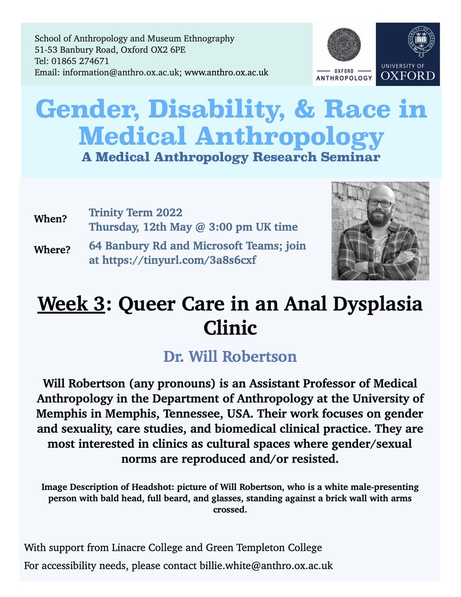Attached is more information for those who wish to attend the talk today online at 3 PM UK time! #medanthro #anthrotwitter