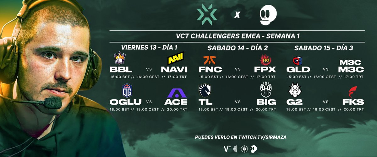 SirMaza's tweet photo. Hoy es un día de MUCHAS noticias, la primera de ellas es que me han dado los derechos para hacer WATCH PARTY de la #VCTEMEA  los días 13-14-15 de mayo.

Os espero a todos mañana en mi stream 👋 https://t.co/EVGJ2lJvov