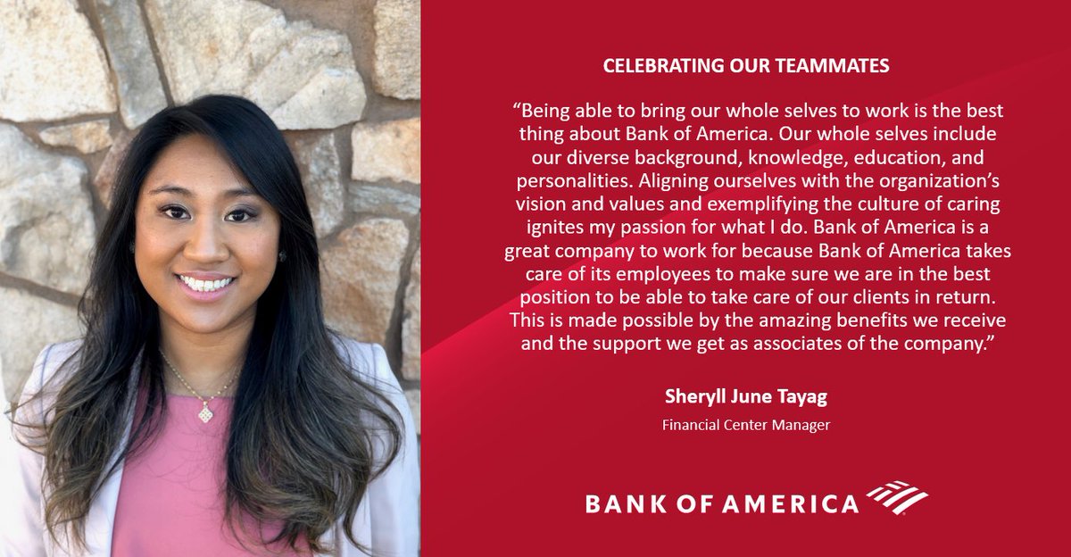 AlWelchMP's tweet photo. Meet @BankofAmerica Financial Center Manager, Sheryll June Tayag, dedicated to client success in Las Vegas. Thank you for all you do for our company, clients and community!

#AAPIHeritageMonth https://t.co/m986iJ60Wr