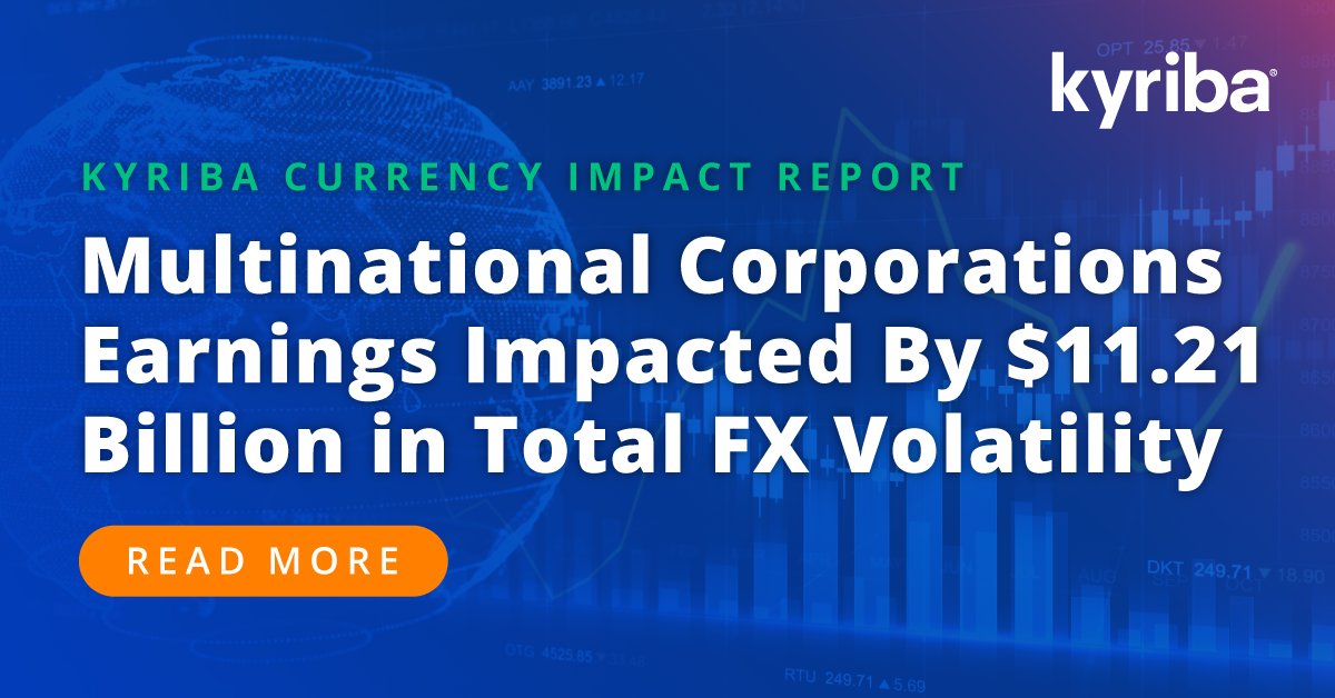 kyribacorp's tweet photo. Multinational corporations' earnings were impacted by $11.21B in total #FXvolatility in Q4 2021, according to Kyriba's latest Currency Impact Report. #Currency headwinds also grew by 215% to nearly $7B. Learn more here: https://t.co/PezO72WQkA https://t.co/KxSMHWtgUx