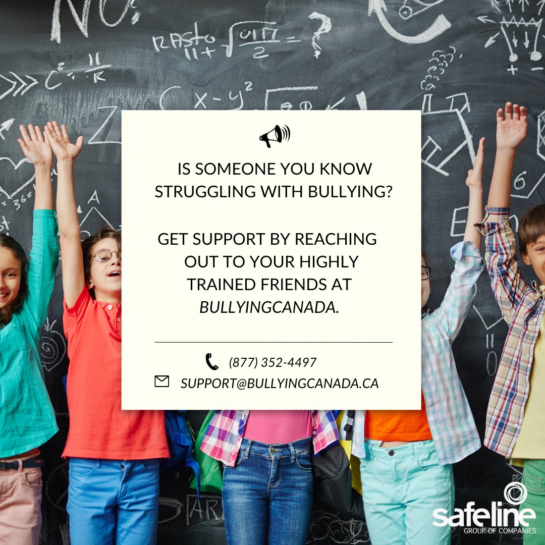 Safeline_Group's tweet photo. Reach out to BullyingCanada to receive the support you need when dealing with bullies. #YouAreNeverAlone https://t.co/rmYFBPAhLt