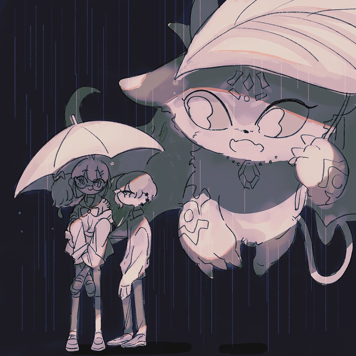 umbrella rain glasses holding pokemon (creature) holding umbrella 1boy  illustration images