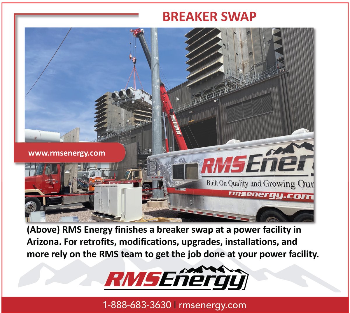 RMS_Energy's tweet photo. RMS Energy recently finished swapping out a breaker at power facility in AZ. Our teams are trained and ready for bus engineering, modifications, upgrades, retrofits, installations, maintenance and more. 

#energy #industry #power #powerplants #maintenance #busduct #breakers https://t.co/3ATpGobhvb