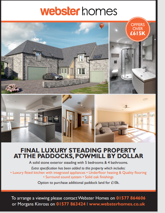 HomesWebster's tweet photo. @HomesWebster latest ad to promote final property at The Paddocks, Powmill - amazing sold stone steading with a stunning specification! https://t.co/8KR5KsTJZM