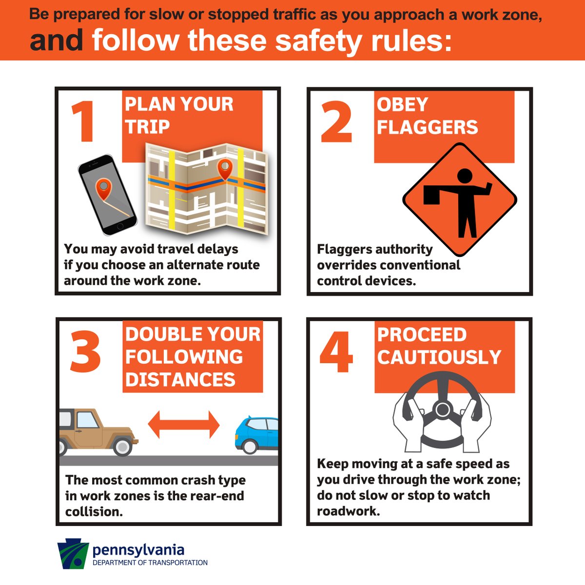 PennDOTNews's tweet photo. It's that time of year again! Please be respectful as you drive through work zones. Everyone deserves to get home safely. https://t.co/1mdEKR6InI