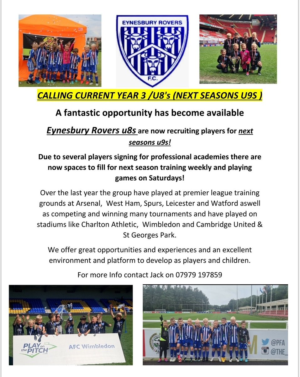 Due to several players signing for academies we are looking for players to join our exciting group and share our experiences with. Contact on here or details on flyer.
Please retweet <a href="/HuntsFA/">Huntingdonshire FA</a> <a href="/CambsFA/">Cambridgeshire FA</a> <a href="/BedsFA/">Bedfordshire FA</a> <a href="/cufcelite/">Cambridge United Elite Centres</a> <a href="/Posh_Dev/">Posh Pre Academy</a>