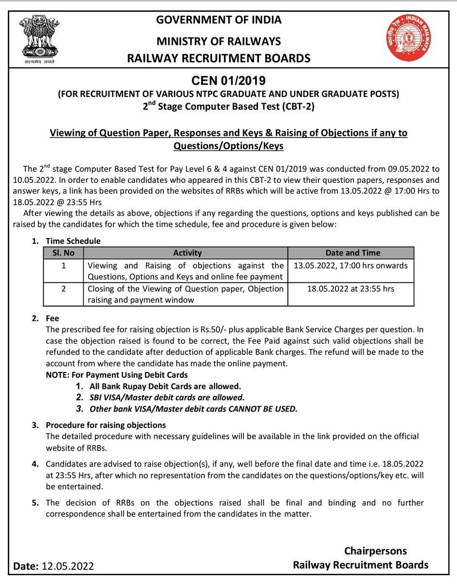 Railway_Reform's tweet photo. अब railway को चाहिए फूल इज्जत 🤣🤣

#RRB_Notice
#rrb
#rrbntpc
#ntpc
Notice for Viewing of Question Paper, Responses and Keys &amp; Raising of Objections if any to Questions/Options/Keys of CBT 2 under CEN 01/2019 (NTPC). https://t.co/3sLSwJN9u3