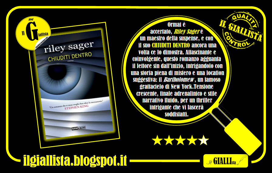 GiallistaIl's tweet photo. #RecensioneFlash su #IlGiallista:
#ChiuditiDentro di @riley_sager, edito da @Time_Crime - @fanuccieditore.
https://t.co/uYw3tMaHVV https://t.co/h9gPZaKUFb