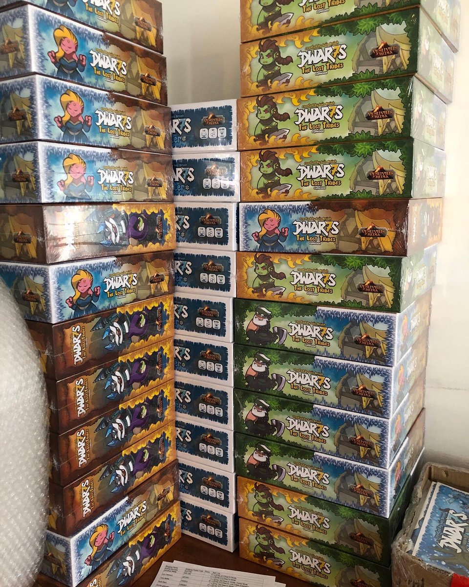 Vesuvius_Media's tweet photo. Dwar7s Lost Tribes expansion landed in Halifax! So excited to see the Ogres, Half-bloods and Crystal Dwarfs on tables worldwide very soon!!! #dwar7s #dwar7swinter #boardgames #kickstartergames https://t.co/bD0CNEOeca