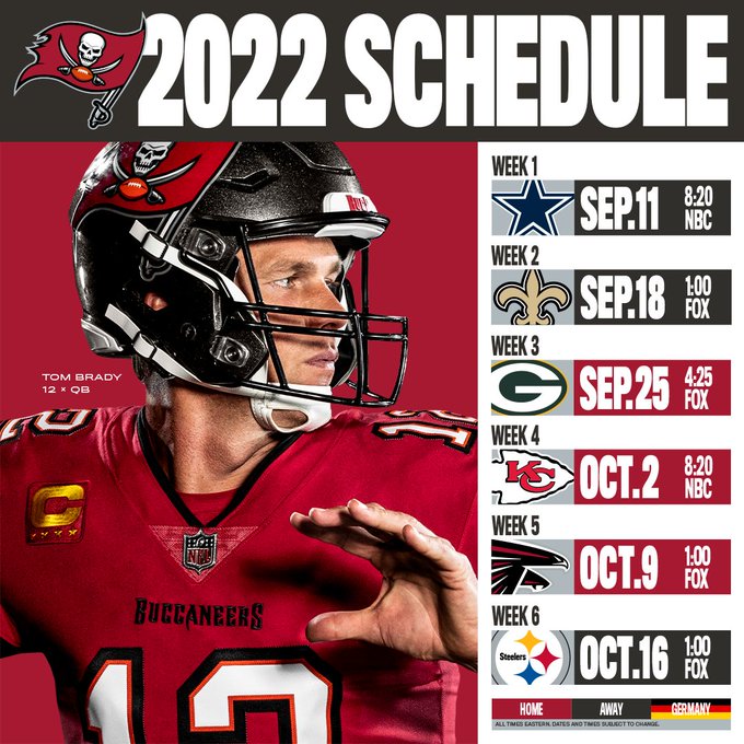 bucs schedule 2022