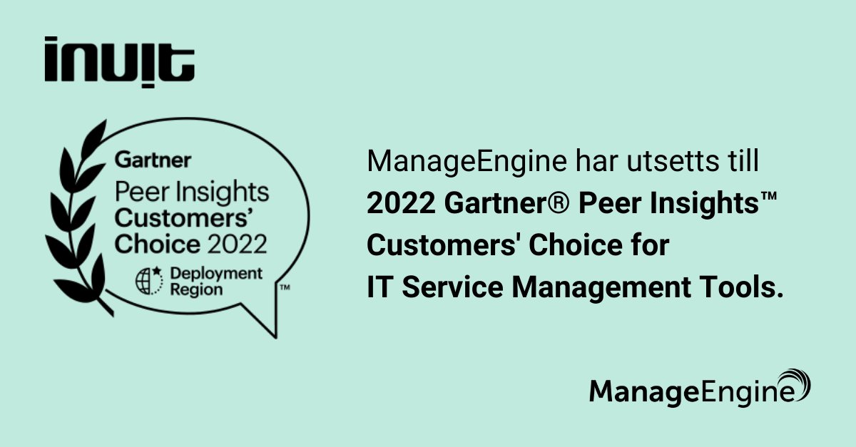 ManageEngine ServiceDesk Plus har utsetts till 2022 Gartner Peer Insights Customers' Choice för IT Service Management Tools.

Läs mer här: https://t.co/w4u37bVEax

#servicedeskplus #servicedesk #ärendehantering #helpdesk #itsm #manageengine https://t.co/jASHKXpuQ8