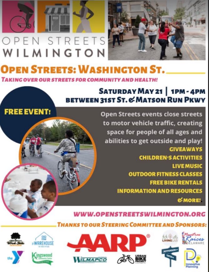 RDIPlanning's tweet photo. We are a team member of Open Streets Wilmington, join us next Saturday May 21st from 1pm to 4pm #share #wilmde @purposepragency https://t.co/3BGdNTEM4T