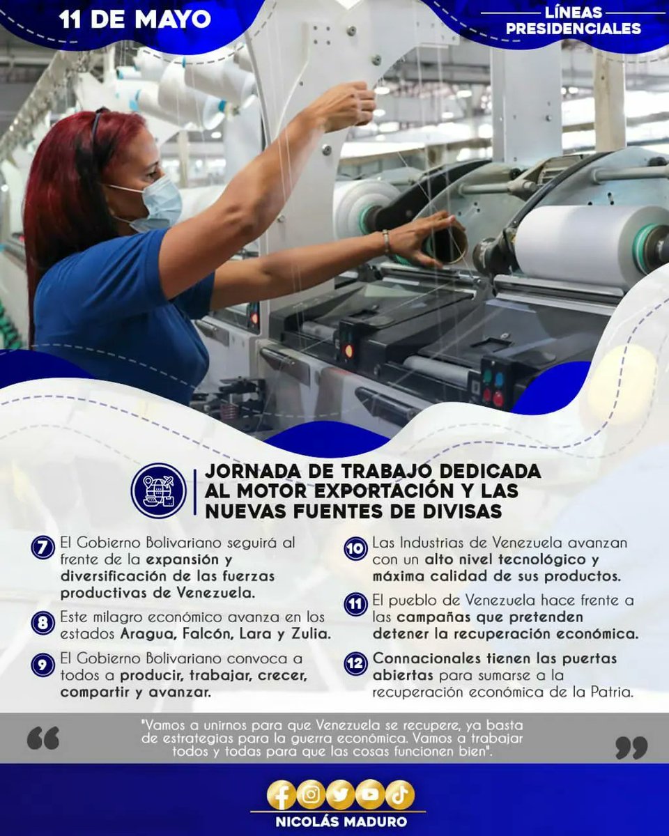 infocomunalZU's tweet photo. #12Mayo2022|| MPPCyMS/ FundaComunal

#LíneasPresidenciales 👨🏻
Estamos apostando al Ganar – Ganar, es la propuesta del Gobierno Bolivariano que dirijo: avanzar unidos para remar hacia un mismo puerto, con un mismo compás. ¡Producir y Producir!

#NuestraAméricaUnida https://t.co/mBb7akCZmW