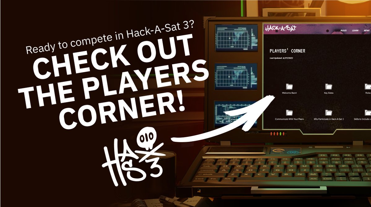 We're excited to see some of our past #HackASat teams registering for quals, so we made something to help you prep 👀 Access all the 🔑 info you'll need leading up to and preparing for quals in our 🆕 player's corner > hackasat.com/players-corner/. There's something for newbies too!