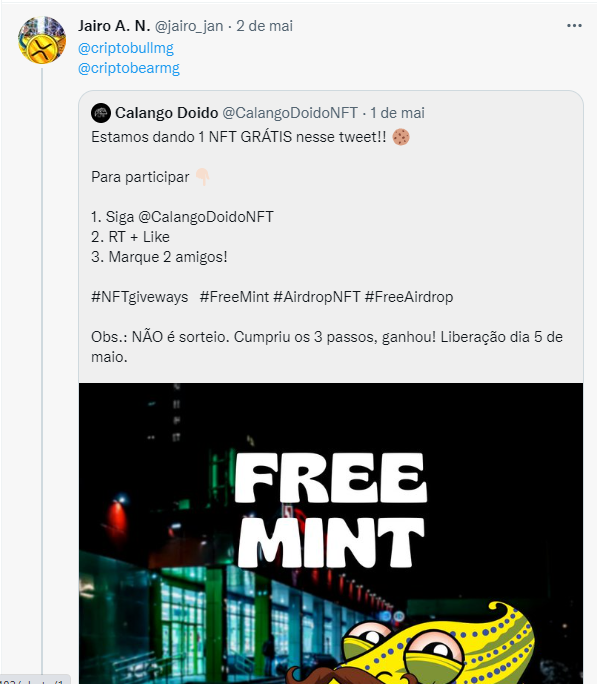 jairo_jan's tweet photo. @CalangoDoidoNFT Mancada hein @CalangoDoidoNFT  ???

0x7F4Bd09A46e74308947EC0DEa0511fC8aE2561ee https://t.co/0cLhhl7xm8