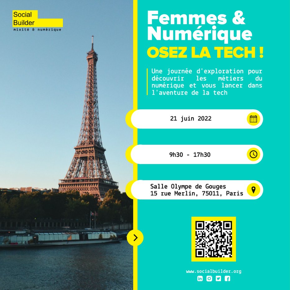 ClichyMl's tweet photo. Vous êtes une femme, résidant en Île-de-France, et à la recherche d'un emploi, #SocialBuilder organise le Forum « Femmes & Numériques, Osez la Tech ! » à Paris le mardi 21 juin 2022 !!! Inscription sur https://t.co/dNghBnP8Iz https://t.co/NsL6jISYvm