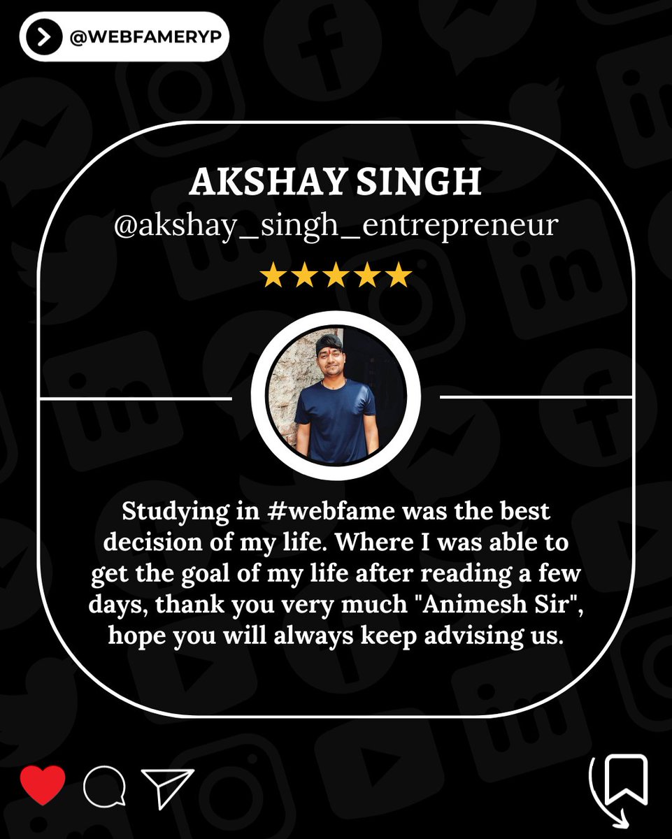 WebfameA's tweet photo. Thanks, Mr. Akshay Singh for Reviewing & Rating us 5/5 Stars. 💫 We wish you all the very best for your career ahead as a Digital Marketer.
#clientreview #review #testimonial #clientdiaries #5starreview #googlereviews #googlemybusiness #socialmediareview #reviewproduct #jobs https://t.co/d1AZJ6BZiq