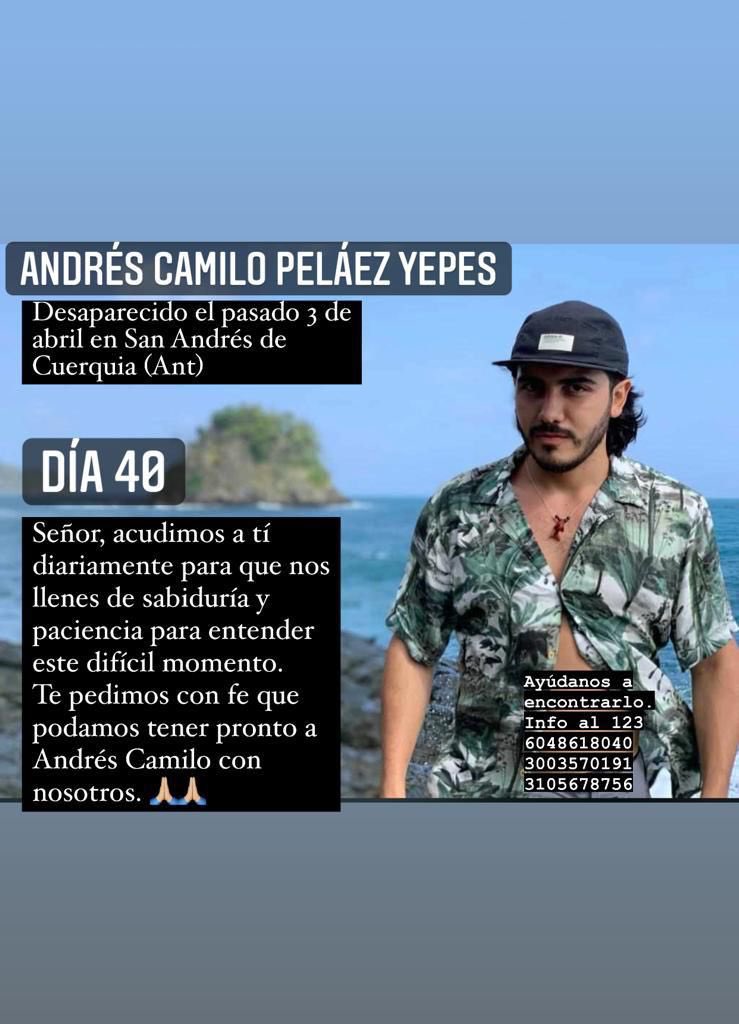 claoyepes's tweet photo. Día 40: Señor Dios Todo Poderoso! Virgen Maria Santísima! Envíame la señal que tanto necesito para saber donde está mi hijo, él es bueno, lo necesitamos para volver a ser felices! La Vida cambio y se acaba lentamente! Sin Andrés Camilo nada es igual! Ayúdeme quien tenga informac https://t.co/rEQz0vKuZH