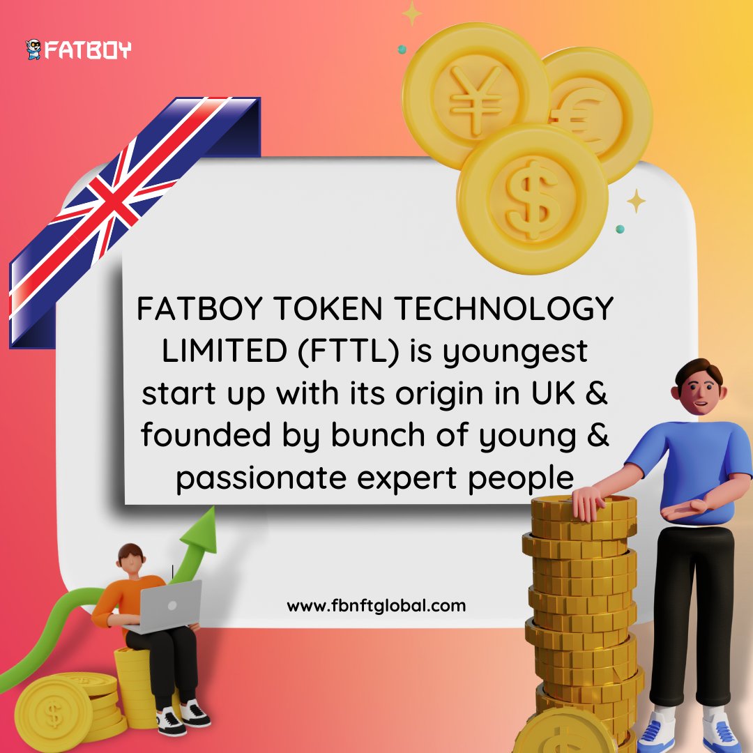 FatBoyNFT's tweet photo. FATBOY TOKEN TECHNOLOGY LIMITED (FTTL) is youngest start up with its origin in UK &amp; founded by bunch of young &amp; passionate expert people from various domains of specialization with a common vision &amp; mission to empower ultimate end users with finest blockchain inventions&amp; powerful https://t.co/pZ9Etxylm8