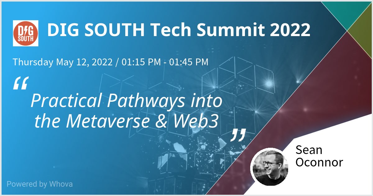 aseoconnor's tweet photo. I am speaking at DIG SOUTH Tech Summit 2022. Please check out my talk if you're attending the event! #digsouth #digsummit - via #Whova event app https://t.co/k2bvcPFIyf