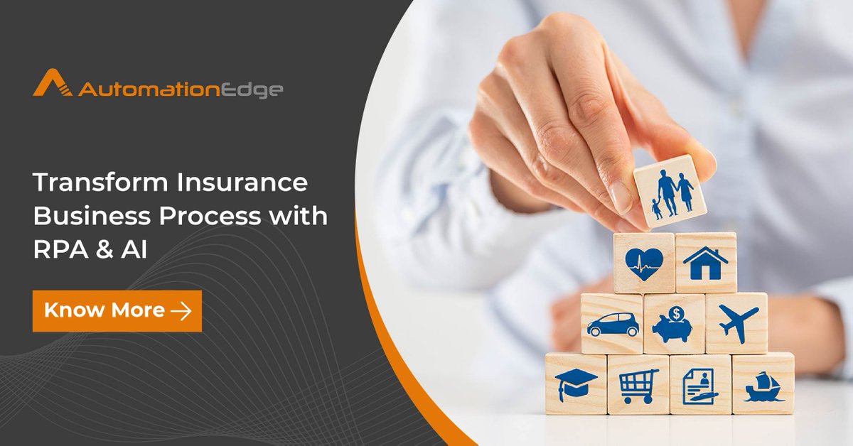 AutomationEdge's tweet photo. Using #AI and #automation can give insights to #insurers for risk and offer customers self-service solutions for easy business processing and #customerexperience

Ready to transform the data-intensive #insuranceprocess? 

Get in touch : https://t.co/S5Zj5knCFo

#RPAforinsurance https://t.co/Sr2BB6r7ub