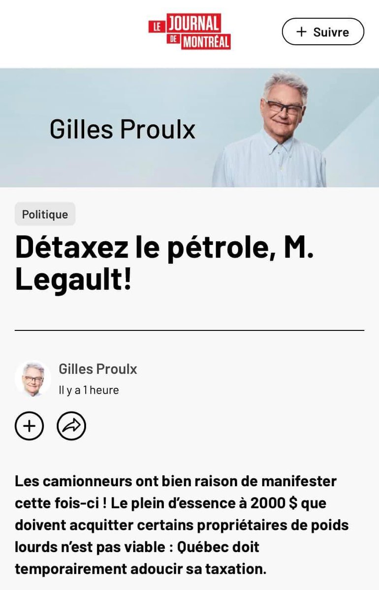 E_Duhaime's tweet photo. Gilles Proulx a raison: il faut suspendre la taxe sur le gaz.

Ça fait plus de deux mois que le Parti conservateur du Québec réclame une suspension de taxe de 20 cents/litre d’essence et de diesel. https://t.co/1LNZtt9iWT