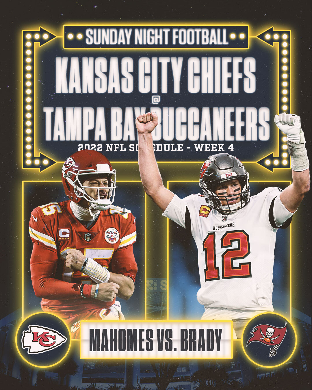 Sunday Night Football on NBC on X: HERE. WE. GO. As just revealed on  @TODAYshow, Week 4 of Sunday Night Football will feature the @Chiefs and  @Buccaneers. #NFLScheduleRelease ➡️ TONIGHT at 8