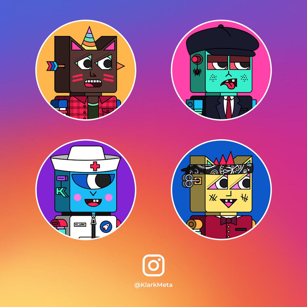 KlarkMeta's tweet photo. Yeah, we are on Instagram too! Make sure to give us a follow if you haven't already.

#klark #nft #nftart #metaverse #digitalart #collectibles #robot #illustration #nftcommunity #nftcollector #nfts #nftdrop #robot #community #minting #opensea #openseanft #crypto #nftforsale https://t.co/HP1mN7dvXz