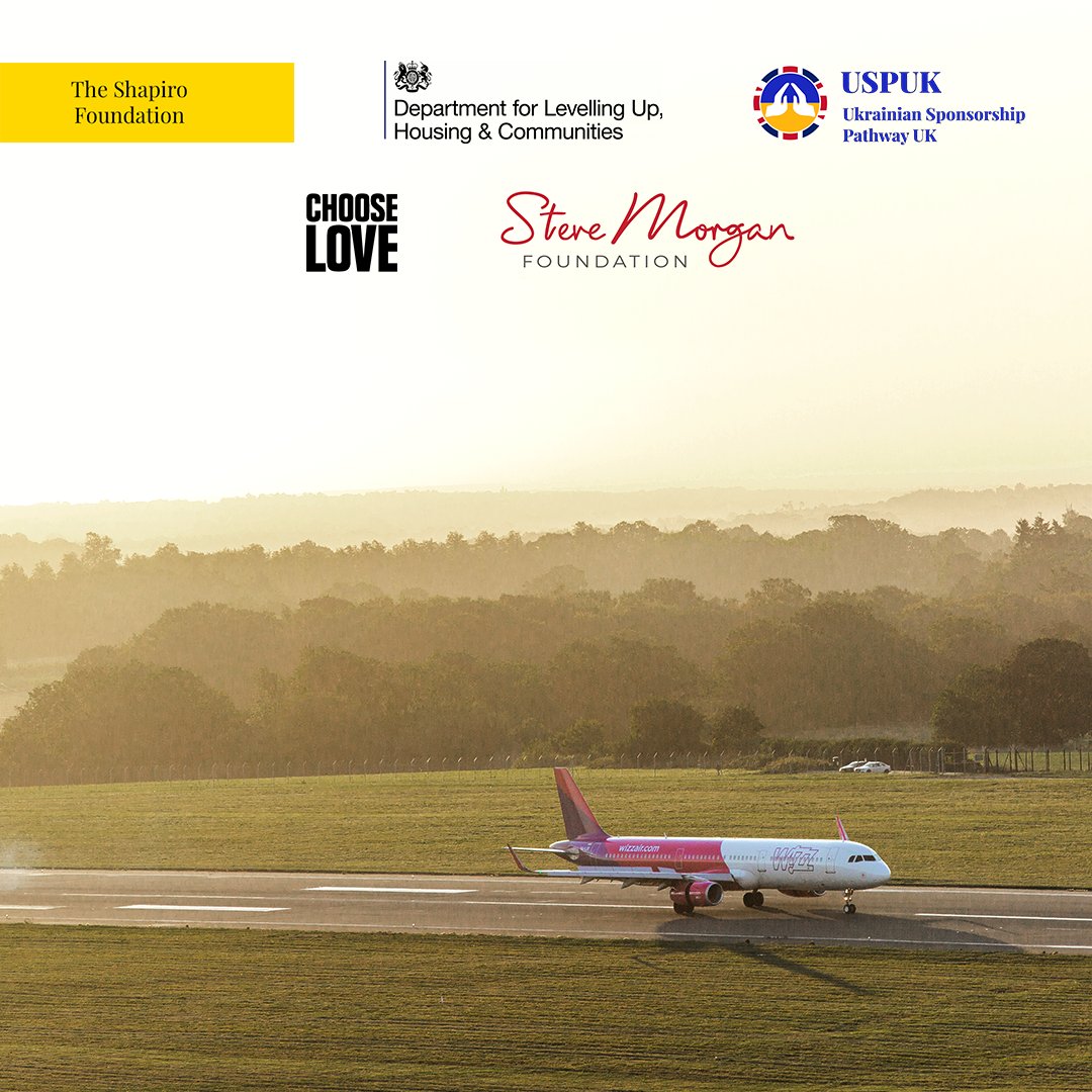 wizzair's tweet photo. In partnership with Choose Love, The Shapiro Foundation, The Steve Morgan Foundation and USPUK we will offer 10,000 free tickets for Ukrainian refugees to travel from Ukraine’s neighbouring countries to the UK, in support of the UK Government ‘Homes for Ukraine’ visa scheme. https://t.co/jjuNYAfzzK