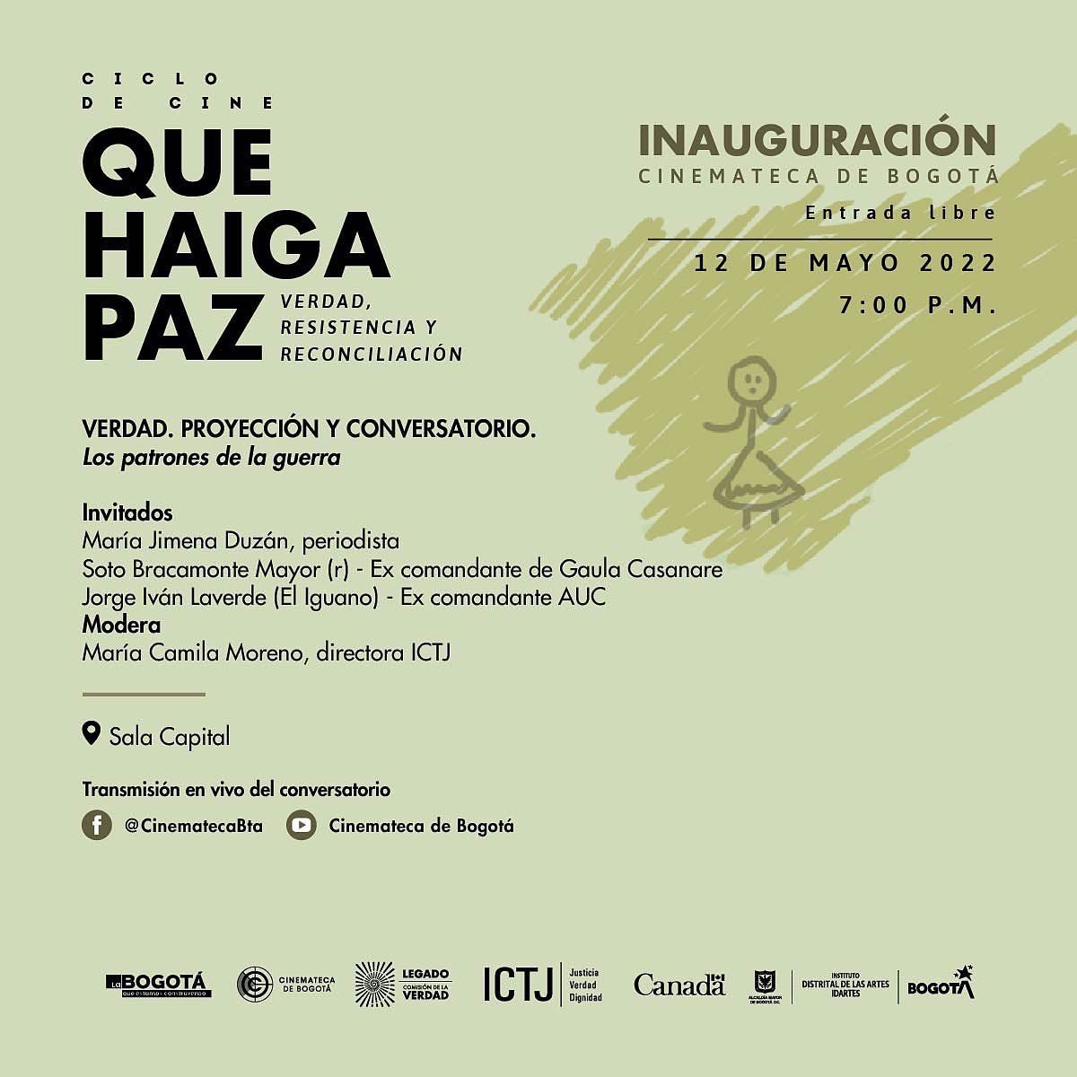 CinematecaBta's tweet photo. #QueHaigaPaz2022 🗣| Desde hoy 12 y hasta el 22 de mayo el Ciclo #QueHaigaPaz, se realizarán cinco conversatorios que le permitirán al espectador elegir diferentes posibilidades de recorridos y experiencias.

1️⃣ Verdad: Los patrones de la guerra - 12 de mayo a las 7:00 p.m. 🧵 https://t.co/w72PP7a49H