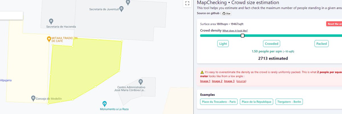 leobautistar's tweet photo. @AndresTrigos Si va a hacer esa medición, hágala bien.

Según la herramienta #Mapchecking, serían unas 2.700 personas que igual es poco... https://t.co/6PzLKkSosb