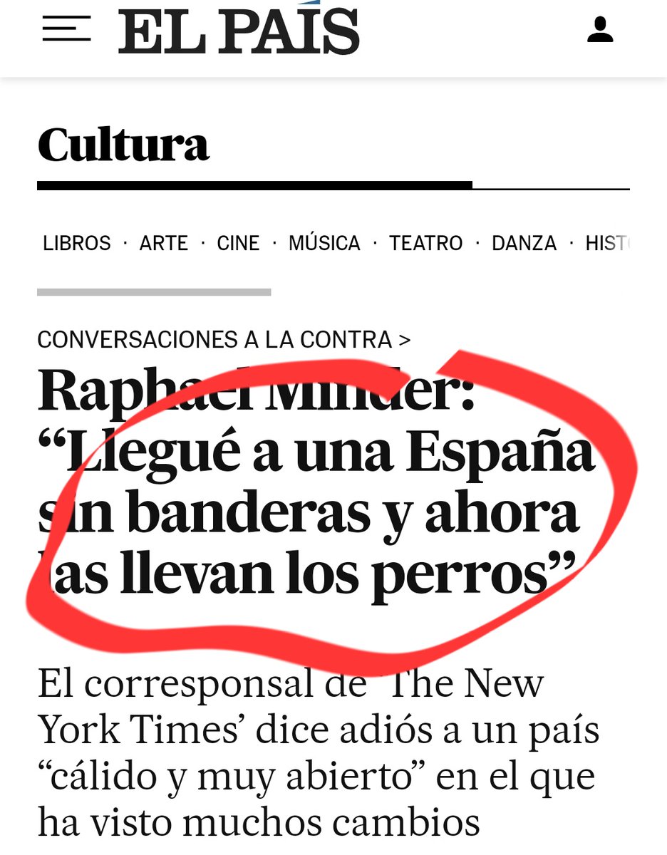 Julio_Rodr_'s tweet photo. Rafael Minder, corresponsal de NYT, y en línea con otros historiadores ingleses (Carr, Thomas, Preston, Brenan, Elliot..), retrata a la España actual: "Llegué a una España sin banderas y ahora vivo en un barrio donde muchos pasean perros con un collar con la bandera de España" 👇 https://t.co/xkBTZKFlnv