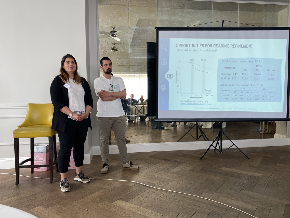 TheLobsterDr's tweet photo. Excellent #ELCE6 talk by @bio_lenny & Simao Maia on larval lobster growth, survival and physiology, including under projected climate change scenarios of seawater chemistry. @PadstowLobster @ExeterMarine ๐ฆ ๐ฅต https://t.co/h8d7Kw3YEw