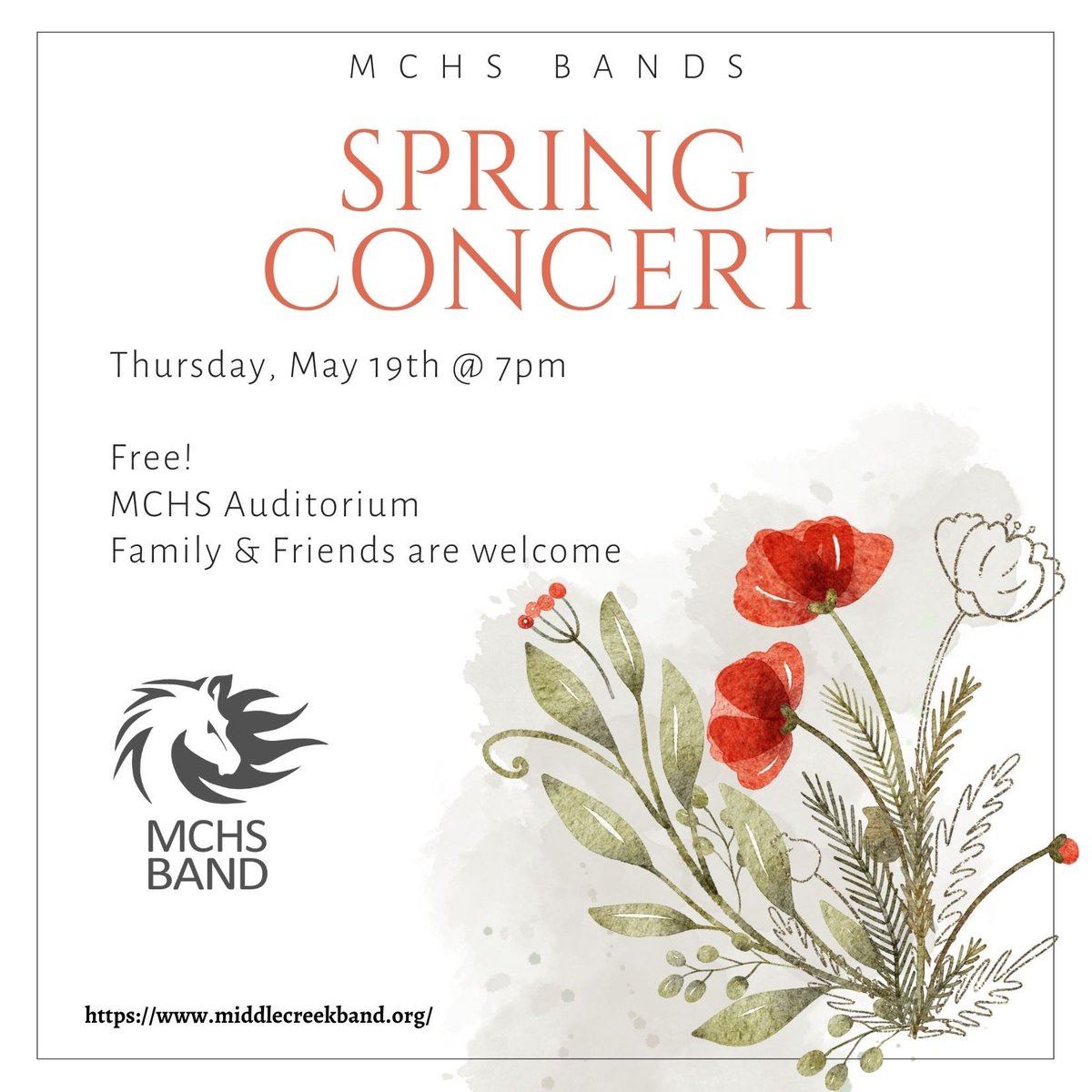 🔴⚪️⚫️Come here live music again!  Our last Concert of the year. <a href="/mchsmustangs/">Middle Creek HS</a> @wpnewsome89