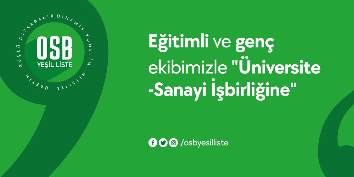 Üniversite Sanayi İşbirliğini geliştireceğiz.

#GüçlüOSB #GüçlüDiyarbakır için @osbyesilliste
#osbkazanacak #Diyarbakırkazanacak #Diyarbakır