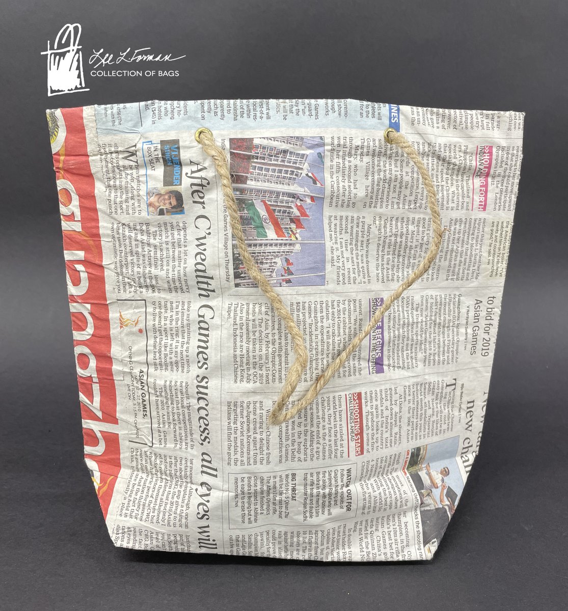 132/365: This bag is made from the Times of India Chennai, an edition of the Times Of India that launched in 2008. The TOI was first published in 1838 as The Bombay Times and Journal of Commerce. Today it is the highest selling English-language daily newspaper in the world. 